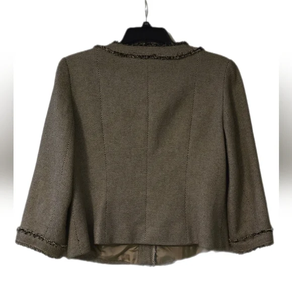 😍Lafayette 148 NY Women Career Beige/Brown Cotton Blend Tweed Blazer Sz 14 - Picture 2 of 4